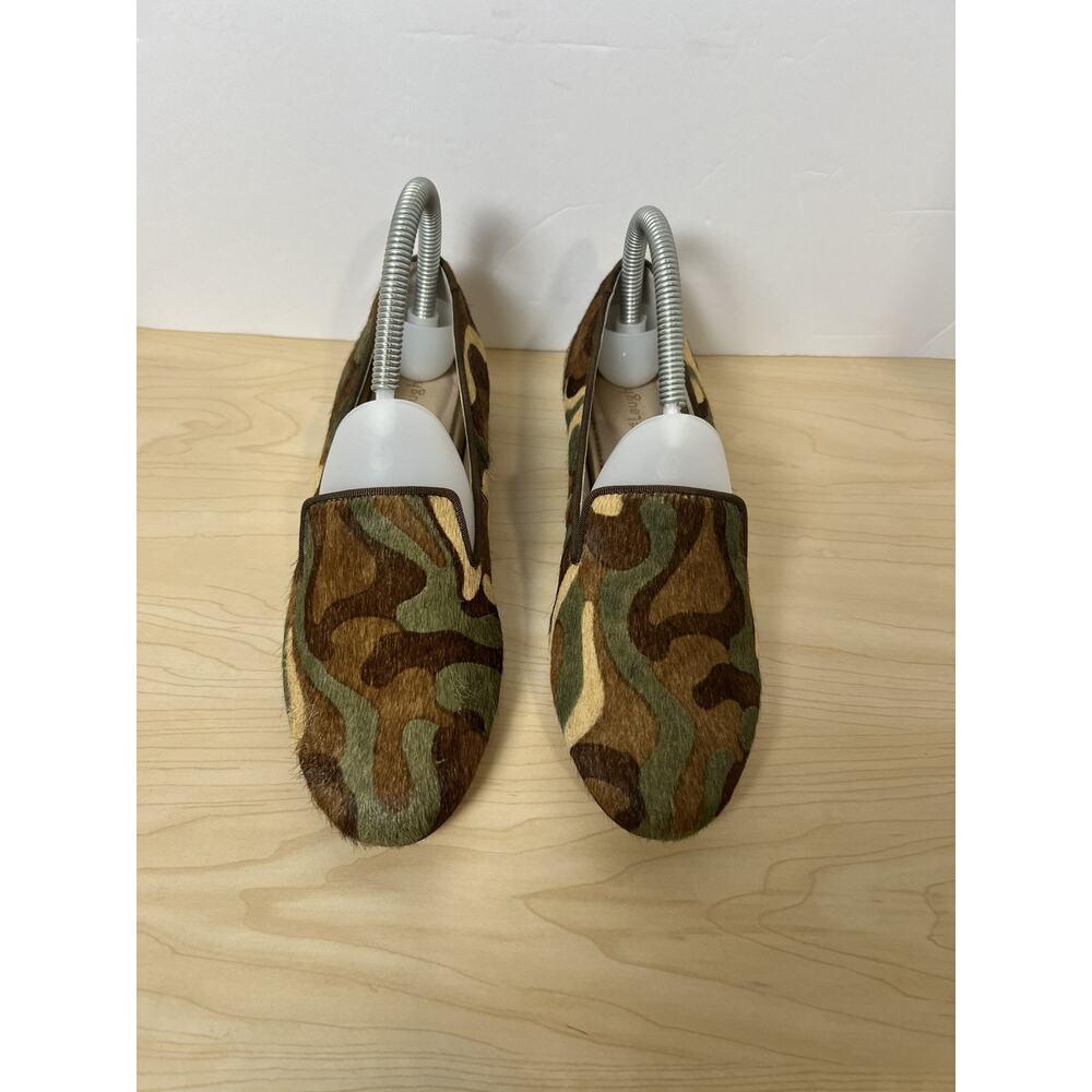 J MCLAUGHLIN Dyed Cow Hair Camouflage Loafers Shoes Flats SIZE 6.5 Animal Print